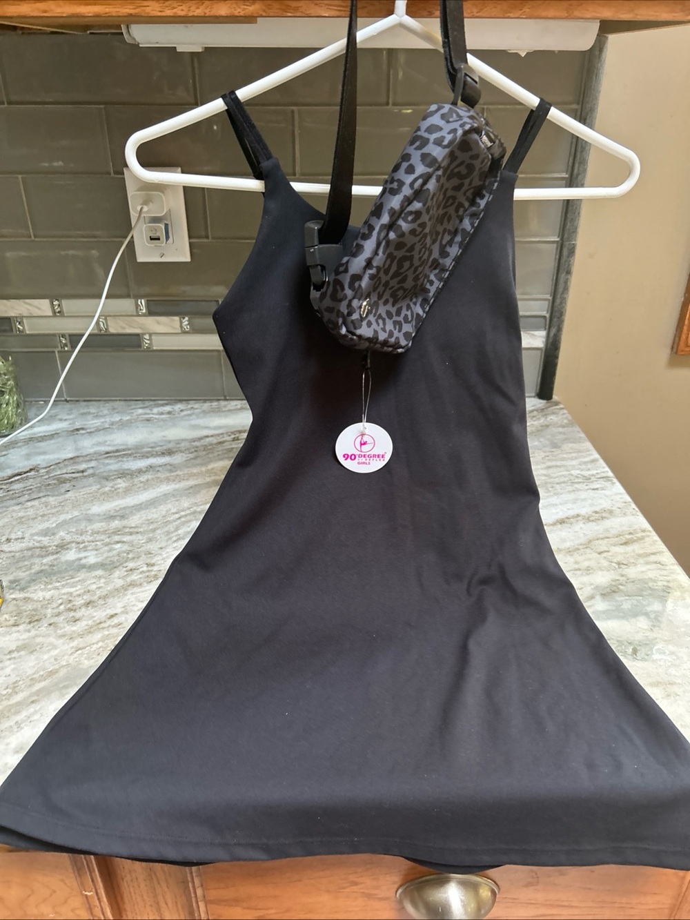 90 Degree By Reflex Black Tank Top Dress  With Fanny Pack Sz M 8/10 New